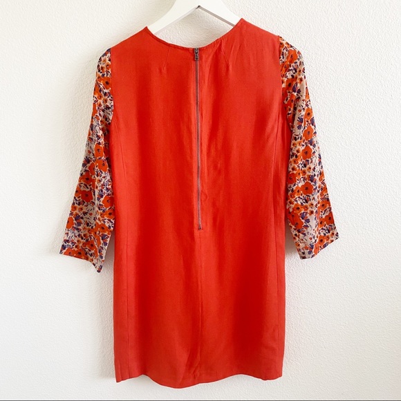 Club Monaco Jay Orange Floral Shift Dress - Picture 6 of 8